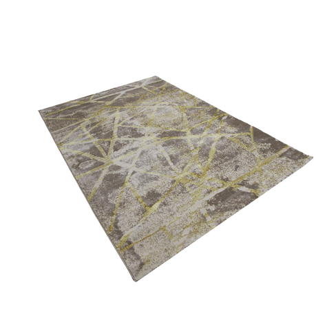 Decorpeople -Modern Beige And Gold Rug With Lines 80x150cm