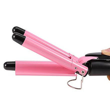 Load image into Gallery viewer, Pink Hair Curling Iron 3 Barrel Ceramic Wand Curler
