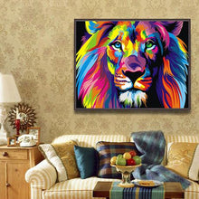 Load image into Gallery viewer, Diamond Painting DIY Kit, Round diamonds, 50x40cm- Rainbow Lion
