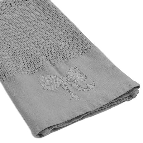 Sheraton Little Linen Embroidered Cellular Blanket – Bow Grey Buy Online in Zimbabwe thedailysale.shop
