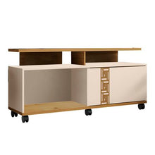 Load image into Gallery viewer, Linx Rack Topazio Entertainment TV Stand - White &amp; Brown
