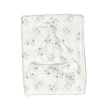 Load image into Gallery viewer, Baby Swaddle Blanket and Newborn Beanie Set - Eucalyptus
