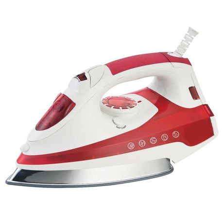 2000W Steam Iron - Vertical, Self Cleaning & Teflon Soleplate - Red/White Buy Online in Zimbabwe thedailysale.shop