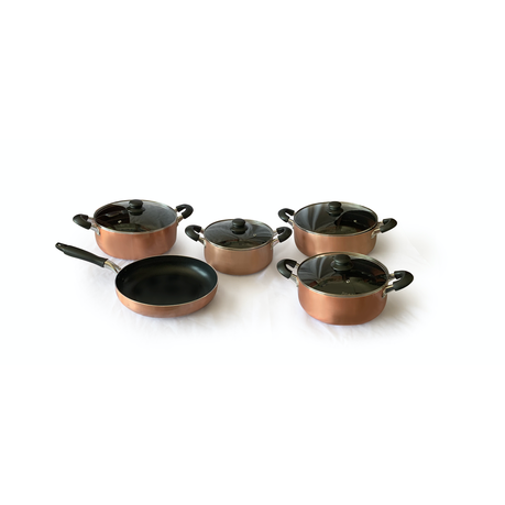 Le Chef Non-Stick Casserole Pots and Fry Pans Rose Gold Combo 9 Piece Set Buy Online in Zimbabwe thedailysale.shop
