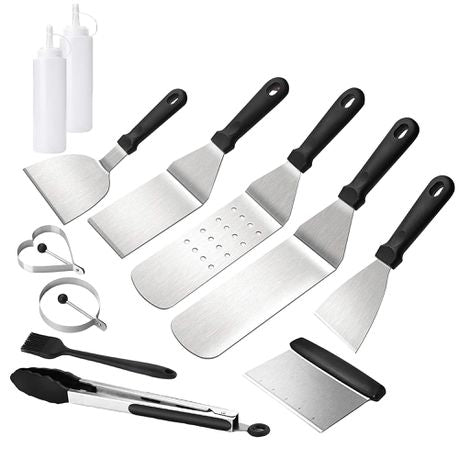Stainless Steel Griddle Grill Utensil Set-12 Pieces Buy Online in Zimbabwe thedailysale.shop