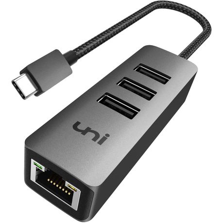 uni USB C to Ethernet Adapter with 3 USB 3.0 Port Hub RJ45 Gigabit Ethernet Buy Online in Zimbabwe thedailysale.shop