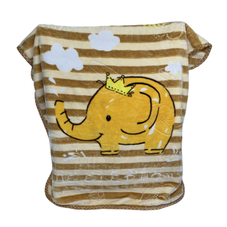 Double Ply Baby Mink Blanket Brown with Yellow Elephant Buy Online in Zimbabwe thedailysale.shop