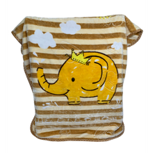 Load image into Gallery viewer, Double Ply Baby Mink Blanket Brown with Yellow Elephant
