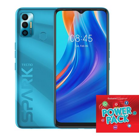 TECNO Spark 7 64GB Dual Sim - Morpheus Blue + Vodacom SIM Card Pack Buy Online in Zimbabwe thedailysale.shop
