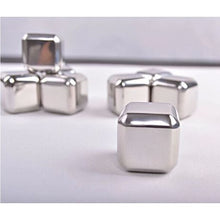 Load image into Gallery viewer, Stainless Steel Ice Cubes - Set of 6 Reusable Chiller Stones with Tong
