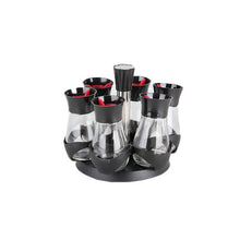 Load image into Gallery viewer, Black Glass Spice Organizer Container Jar - Set of 6
