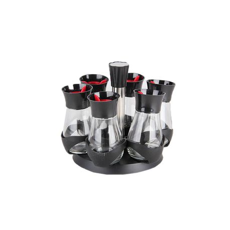 Black Glass Spice Organizer Container Jar - Set of 6