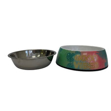 Load image into Gallery viewer, ABS Dog Bowl with Stainless Steel Base Non-Slip Feet - Good Vibes
