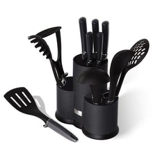 Load image into Gallery viewer, Berlinger Haus 12-Piece Knife &amp; Kitchen Utensils Set with Stand - Carbon
