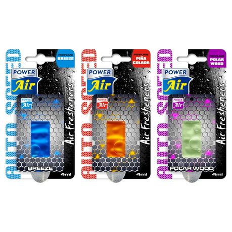 Car Fresheners Auto Speed-Power Air -Breeze-Pina Colada-Polar Wood- Combo 3