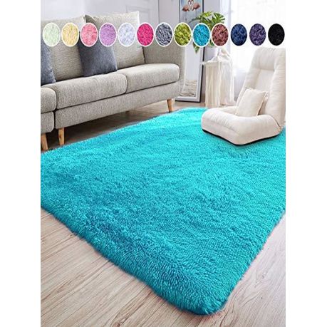 Fluffy Blue Rug Washable (200x150cm) Buy Online in Zimbabwe thedailysale.shop