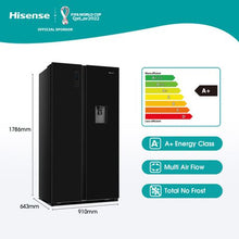 Load image into Gallery viewer, Hisense 514L No Frost Side by Side Fridge with Water Dispenser-Black Glass

