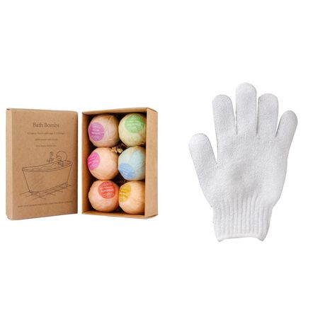 Organic Bath Bombs 6 Piece & 1x pair of body exfoliating gloves Buy Online in Zimbabwe thedailysale.shop