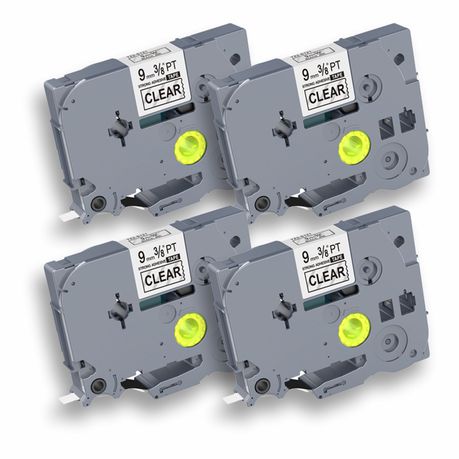 PUTY Compatible Brother TT4-TZ121 Black on Clear 9mm Tape 4-Pack