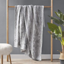 Load image into Gallery viewer, Wonder Trend Faux Fur Luxury Mink Thermal Heat Blanket Throw Light Grey
