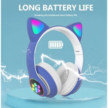 Load image into Gallery viewer, Techme VZV-23M Cat Ear LED Wireless Bluetooth Headphone - Blue
