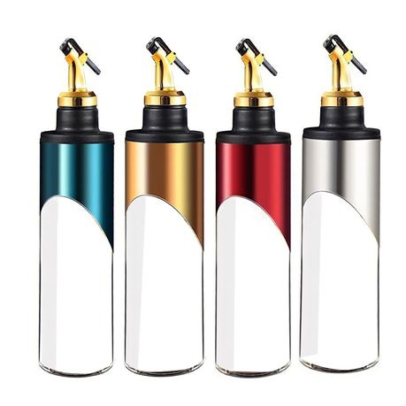 Kitchen Oil/Vinegar/Sauce Dispenser Glass Bottles - Set of 4 Buy Online in Zimbabwe thedailysale.shop