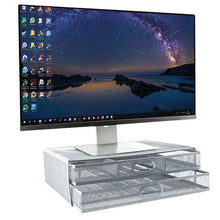 Load image into Gallery viewer, SDS M720S Wire Mesh Monitor Stand With 2 Drawers - Desktop Organizer Silver

