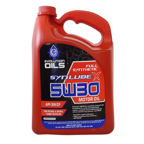 Evolution Oils - Synlube 5W30 Motor Oil Full Synthetic 5 Liter