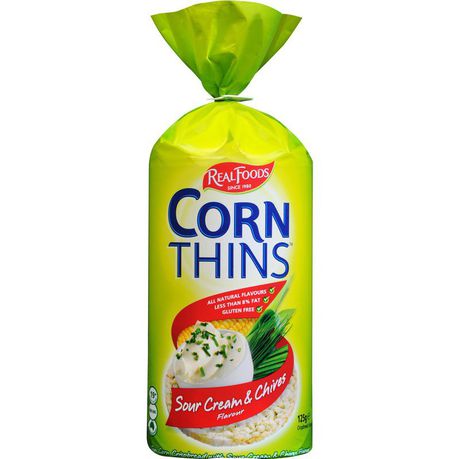 Real Foods - Sour Cream & Chives Corn Thins 6 x 125g Buy Online in Zimbabwe thedailysale.shop