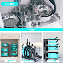 Load image into Gallery viewer, 8 Tier Adjustable Heavy Duty Pots and Pans Organizer Rack
