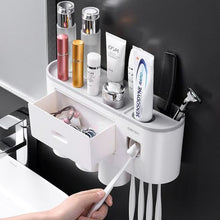 Load image into Gallery viewer, Woo Toothbrush Holder With Auto Toothpaste Squeezer and Storage Shelves
