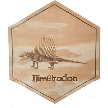 Load image into Gallery viewer, Decorative wood wall art - Dinosaur laser engraved Hexagon
