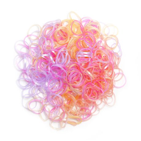 300 Piece Ponytail Elastic Translucent Rubber Hair Ties Bands Girls - Pastel