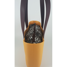 Load image into Gallery viewer, Eva Classic Handbag Mustard, PU Leather Leopard Print Inner, Brown Handles
