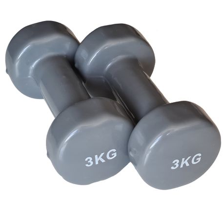 Justsports Vinyl Dumbbell Pair - Grey - 3kg Buy Online in Zimbabwe thedailysale.shop