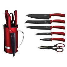 Load image into Gallery viewer, Berlinger Haus 7-Piece Non-Stick Knife Set With Steel Stand - Burgundy
