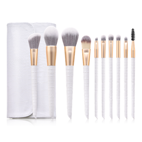 10-Piece White Ombre Makeup Brush Set with Pouch Buy Online in Zimbabwe thedailysale.shop