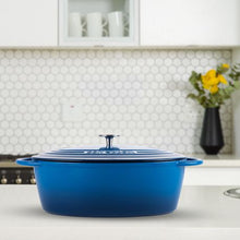 Load image into Gallery viewer, Capri 33cm Enamel Coated Blue Cast Iron Casserole
