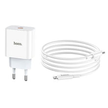 Load image into Gallery viewer, Hoco Smart Phone Fast Charge 20W PD3.0 Plug Adapter with Iphone 1M Cable
