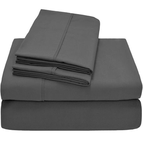 Wrinkle Resistant King Sheet Set: Dark Grey 4 Piece Bedding Buy Online in Zimbabwe thedailysale.shop