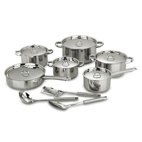 15 Piece Stainless Steel Encapsulated Bottom Cookware Set -Polished Finish