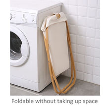 Load image into Gallery viewer, Heartdeco Bamboo X Frame Foldable Laundry Hamper Bin Storage Basket
