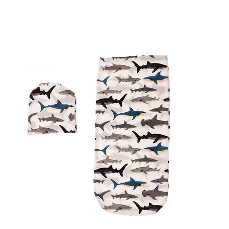All Heart Shark Print Baby Wrap With Beanie Buy Online in Zimbabwe thedailysale.shop