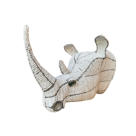 African Bead and Wire Handcrafted White Rhino Head Décor Large. Buy Online in Zimbabwe thedailysale.shop