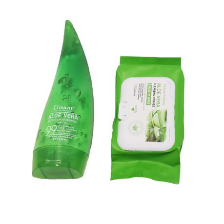 99% Aloe Soothing Gel and Aloe Vera Makeup Removal Wipes - 2 Pack