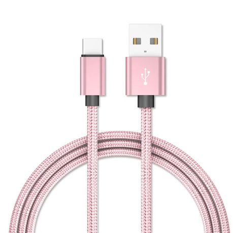 3m - Rose Gold Braided Type -C Charging & Data Cable Buy Online in Zimbabwe thedailysale.shop