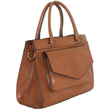 Load image into Gallery viewer, Blackcherry Women's Classic Croc Tote With Front Envelope Pocket-Tan
