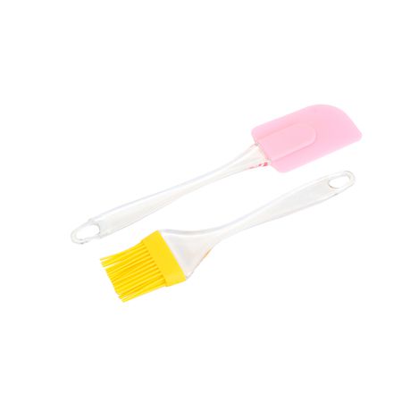 Silicone (Pink) Spatula and (Yellow) Basting Brush set