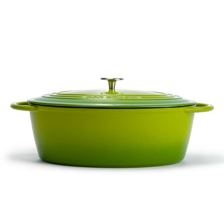 Capri 33cm Enamel Coated Green Cast Iron Oval Casserole (Non-Stick) Buy Online in Zimbabwe thedailysale.shop