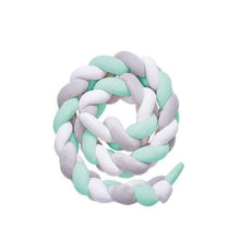 Load image into Gallery viewer, Braided Baby Cot Crib Bumper - Grey, Mint Green &amp; white
